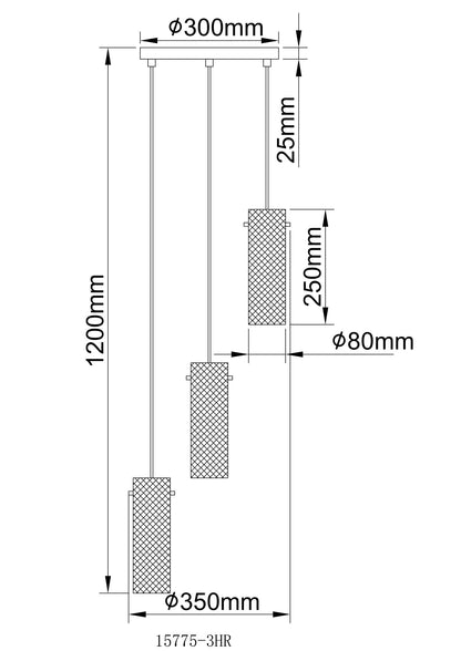 Piccola lampada a sospensione dorata a 3 luci – immagine 6