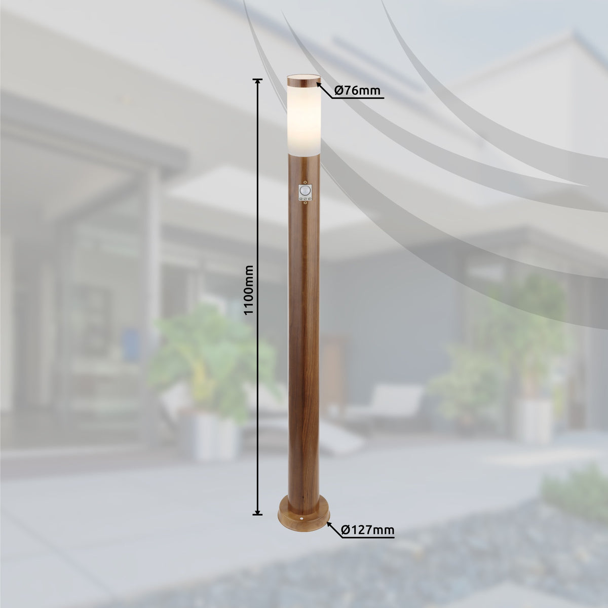 Lampada da esterno in acciaio inossidabile color legno elegante – immagine 5