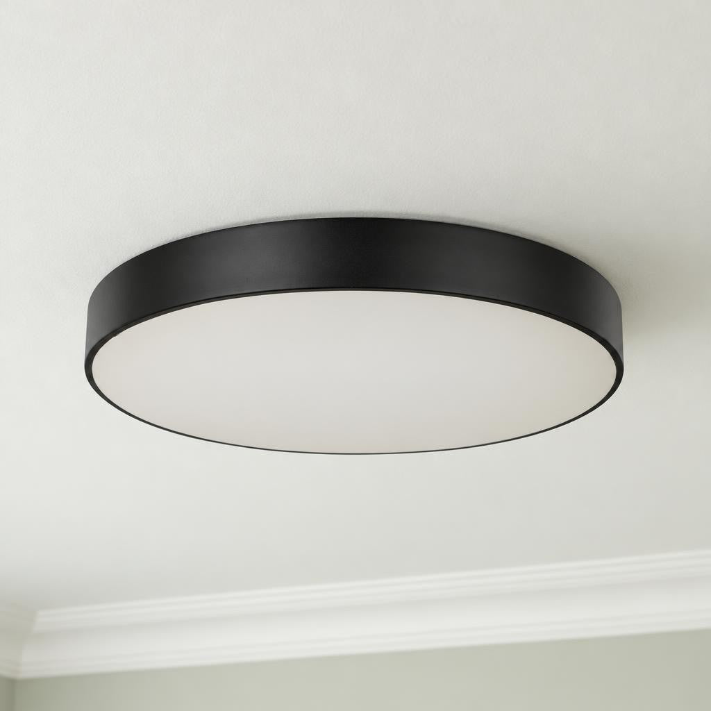 Moderné čierne stropné LED svietidlo Obolg WISS – fotografia v interiéri