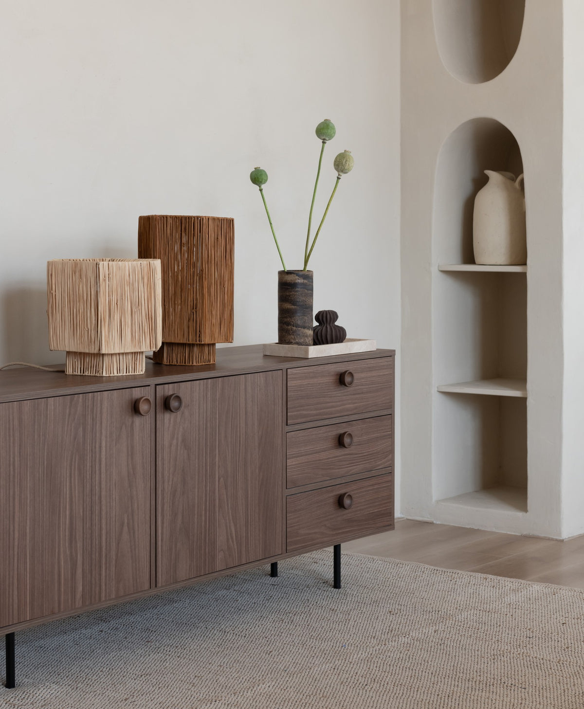Grande lâmpada de mesa de raffia marrom GOOD&MOJO Panama – imagem 11