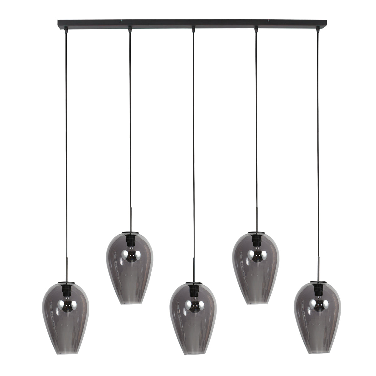 Lampada a sospensione nera con 5 vetri fumé Mexlite HaloSwap – immagine 1