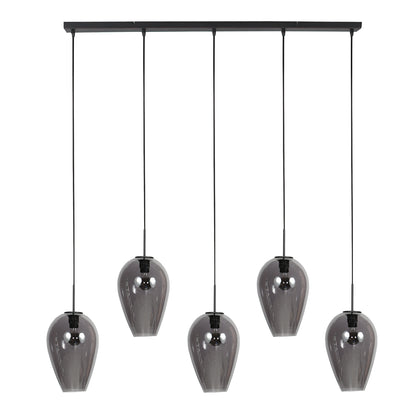 Lampada a sospensione nera con 5 vetri fumé Mexlite HaloSwap – immagine 1