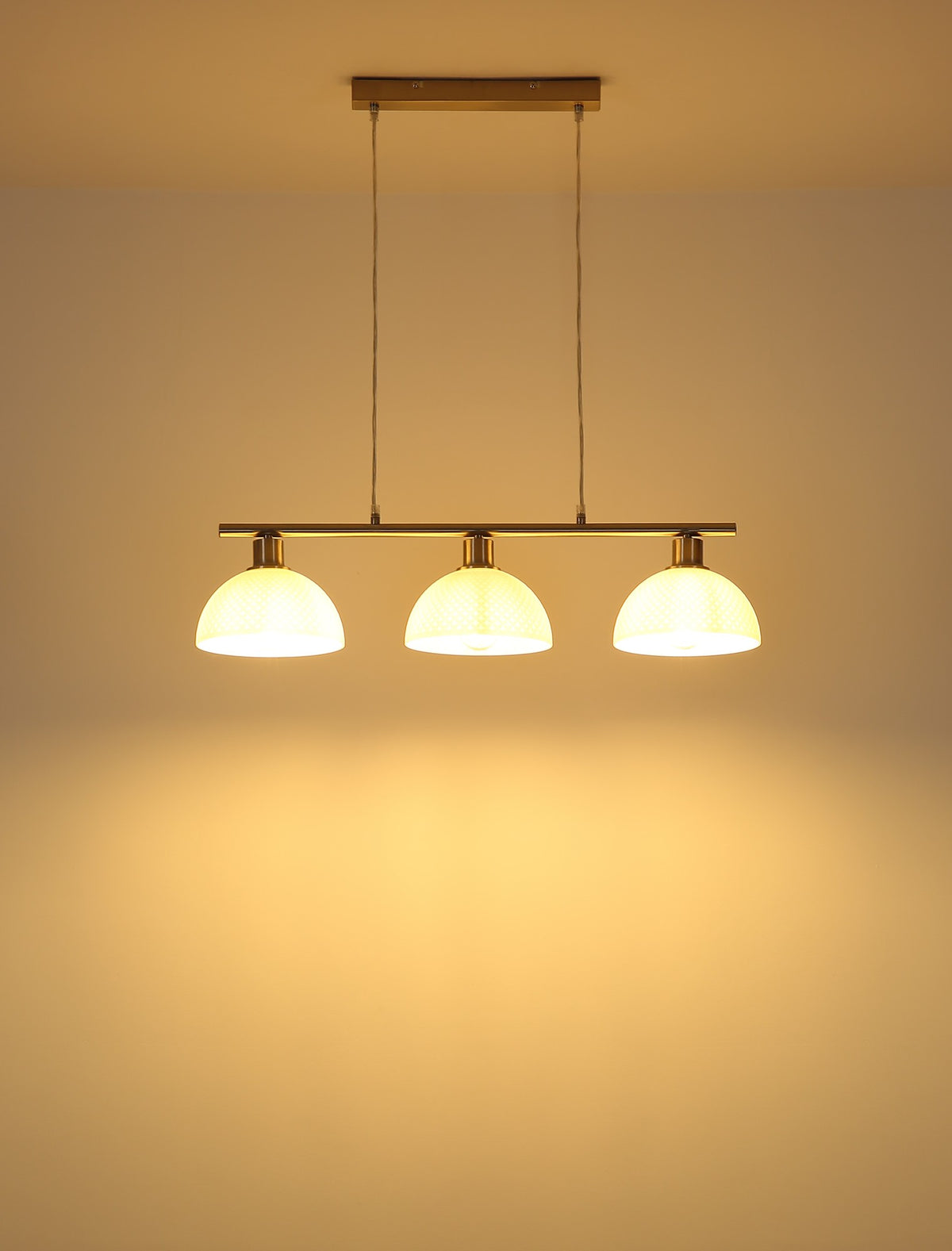 Lampadario a tre luci in vetro color nichel charmante – immagine 5