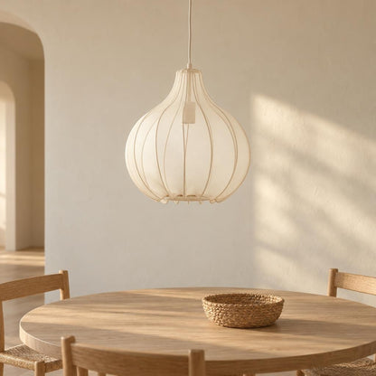 Light & Living Elati ronde hanglamp beige/wit – sfeerbeeld