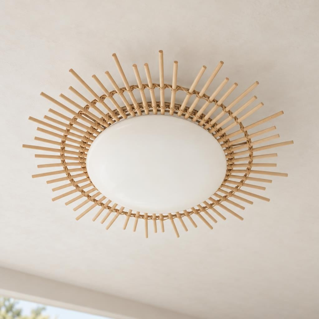 Aura bambusloftslampe med integreret LED – 50 cm – stemningsbillede