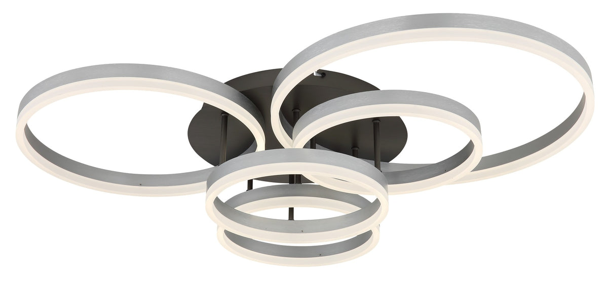 Zilverkleurige aluminium plafondlamp met vier ronde ringen – afbeelding 10
