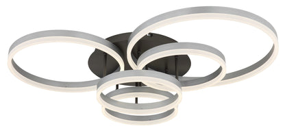 Zilverkleurige aluminium plafondlamp met vier ronde ringen – afbeelding 10