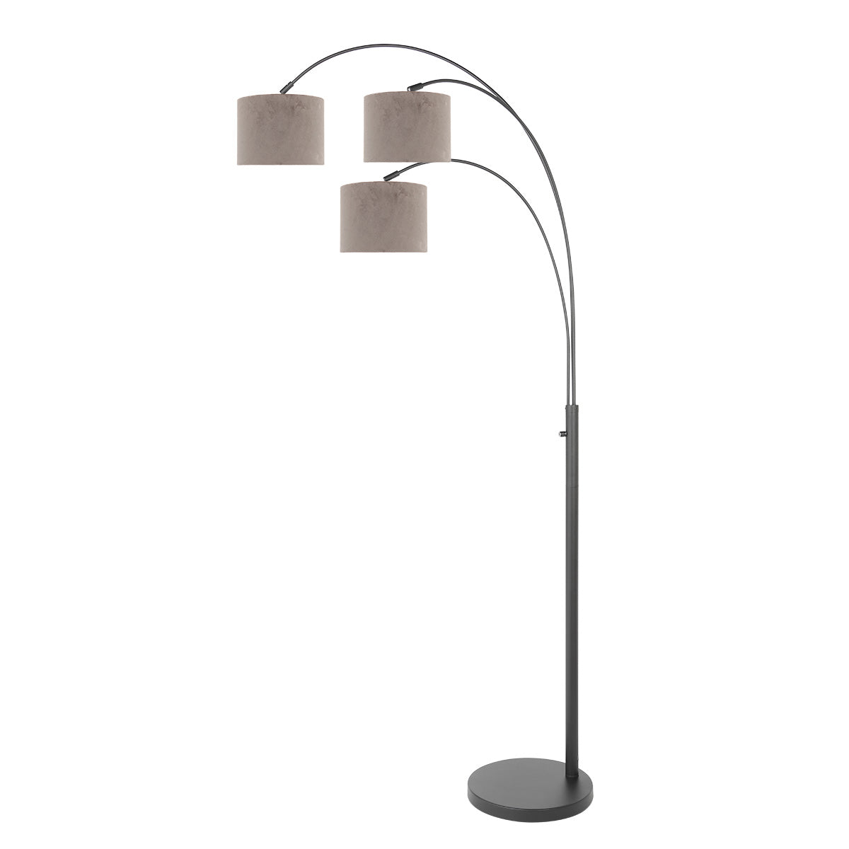 zwarte-moderne-booglamp-met-grijze-kappen-steinhauer-sparkled-light-variant-image1
