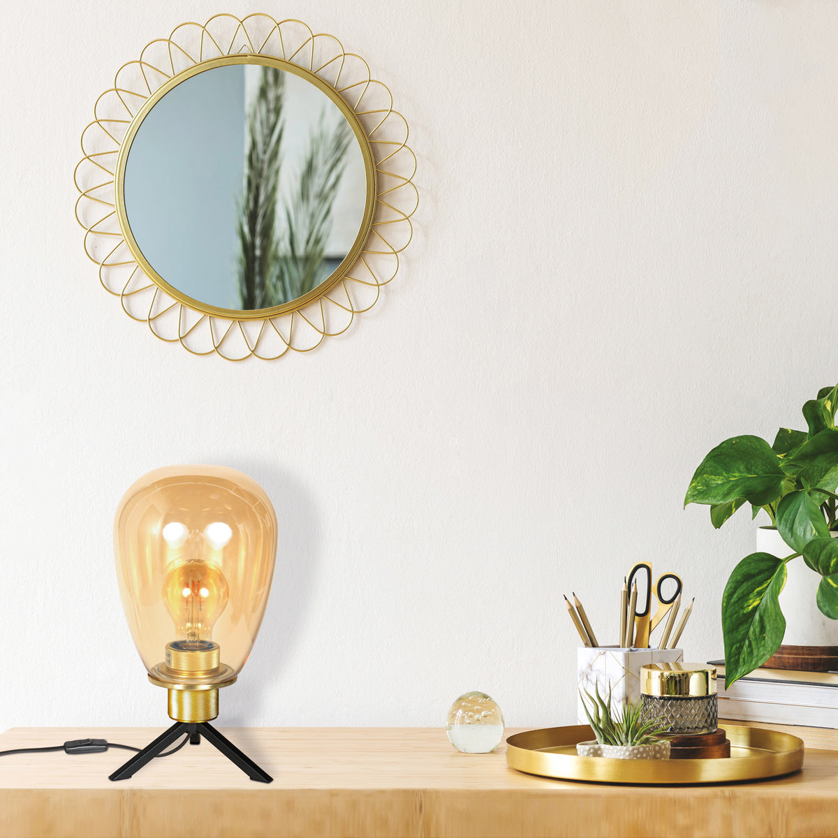 Steinhauer Reflexion Amber Glass Table Lamp – image 2