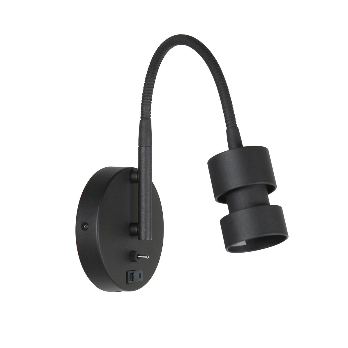 Czarna lampa ścienna z USB Mexlite Upround – zdjęcie 10