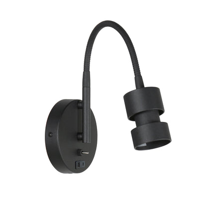 Czarna lampa ścienna z USB Mexlite Upround – zdjęcie 10