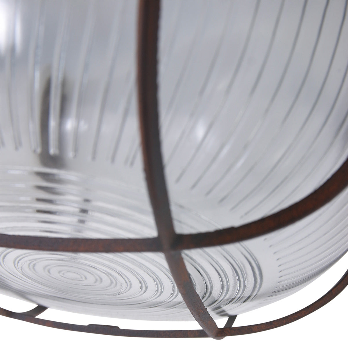 Industriële plafonnière Lisanne in bruin metaal en glas – Mexlite – afbeelding 5