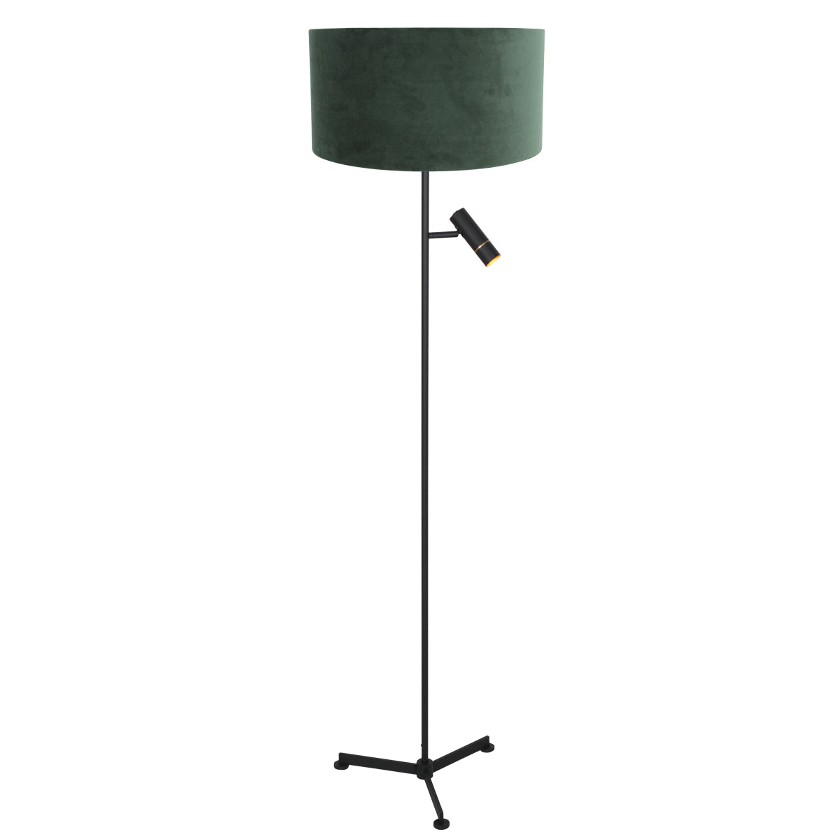 zwarte-tripod-vloerlamp-met-groene-velours-kap-en-leesarm-steinhauer-stang-main-image