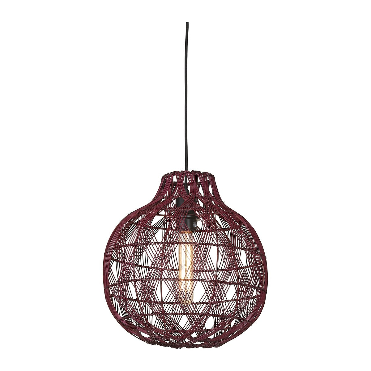 Bordeauxrode bamboe hanglamp met open vlechtwerk GOOD&MOJO MENDOZA