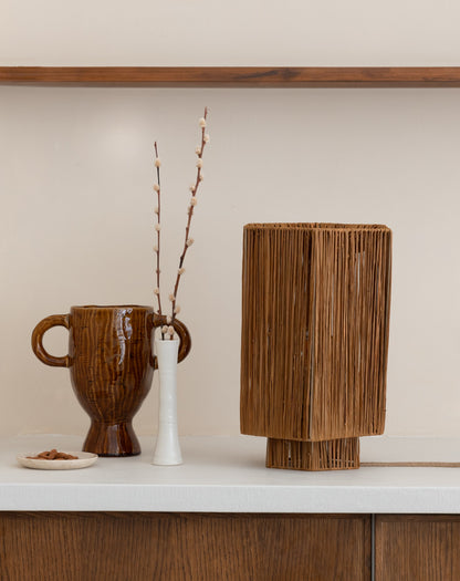 Grande lâmpada de mesa de raffia marrom GOOD&MOJO Panama – imagem 2