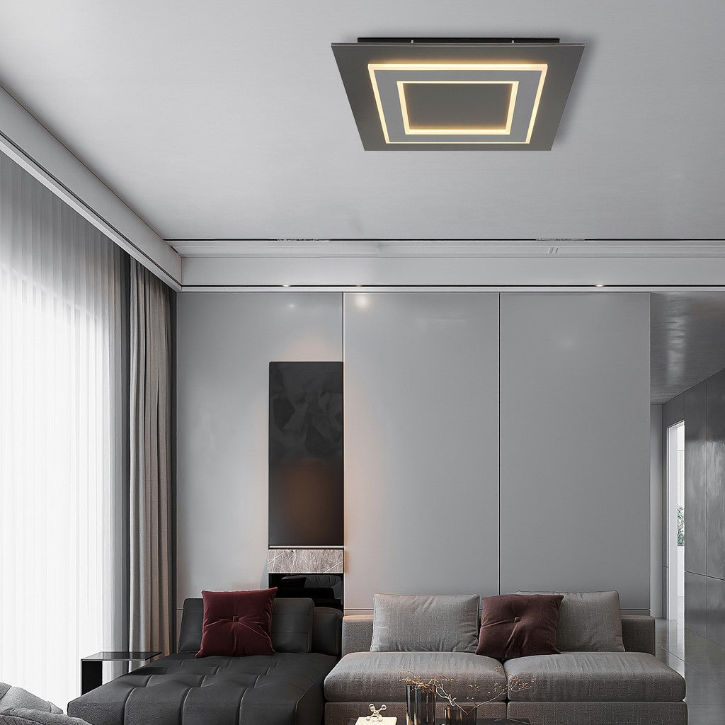 Lampada a soffitto LED in metallo antracite di piccole dimensioni e dal carattere distintivo – foto d'ambiente