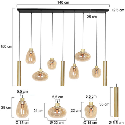 messing-9-lichts-hanglamp-glasvormen-kokers-steinhauer-reflexion-variant-image7