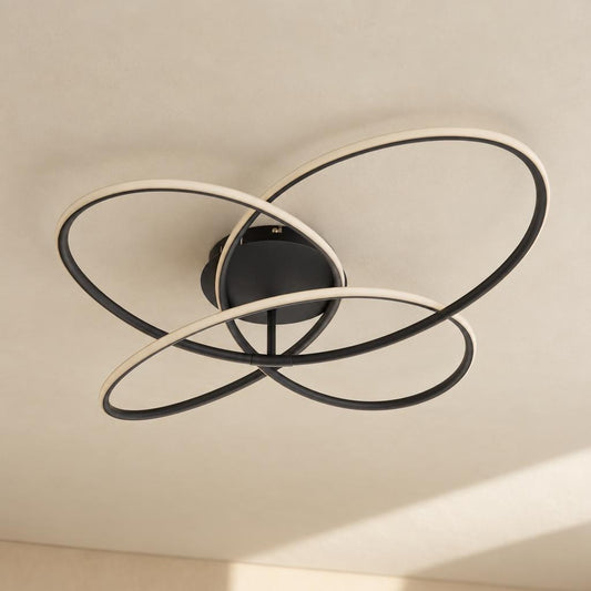 Obolg Panda ronde LED-plafondlamp zwart Ø80 cm – sfeerbeeld