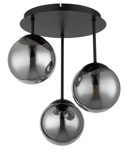 Lustre preto de vidro com 3 luzes – imagem 1