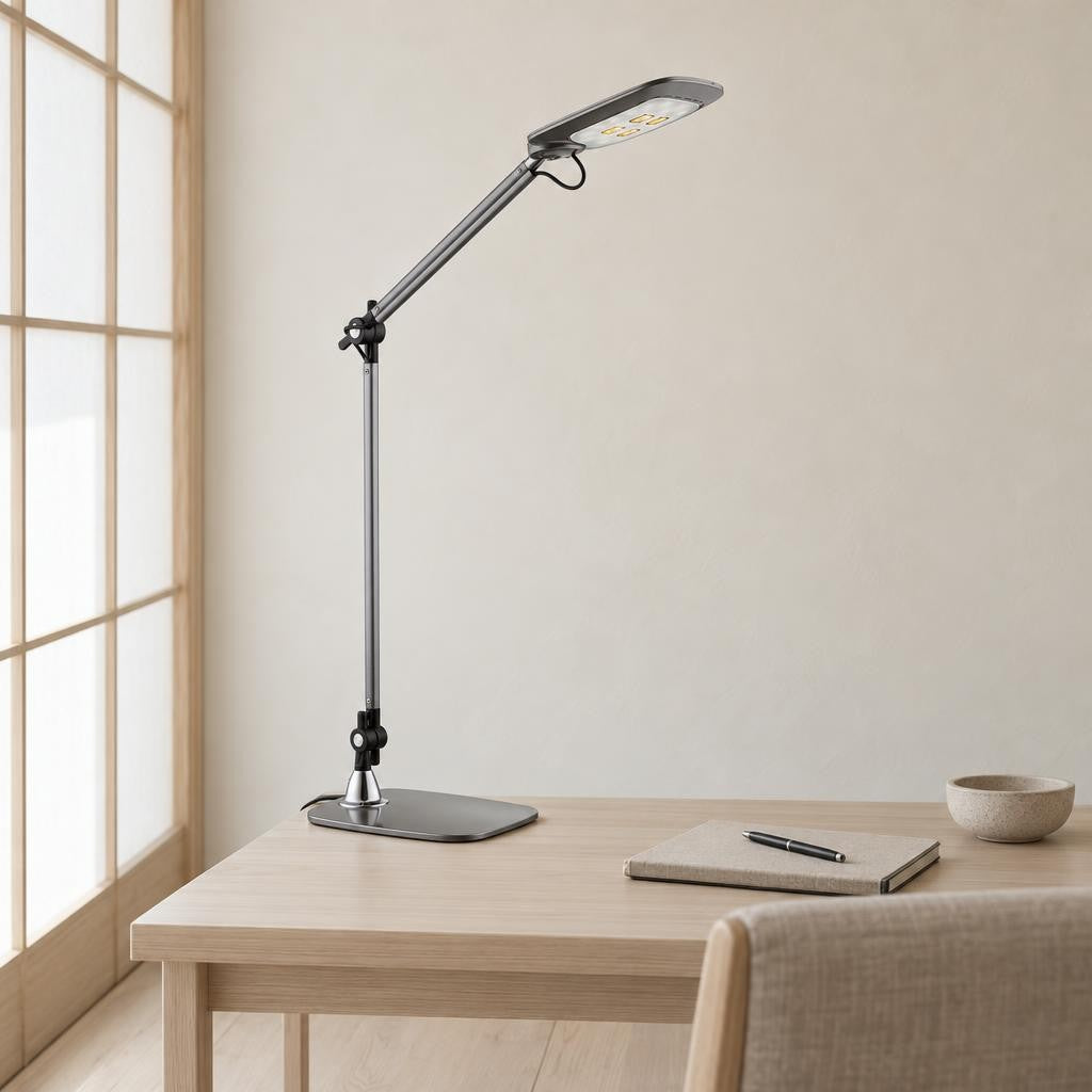Candeeiro de Mesa LED Obolg Pattaya Prata/Preto – fotografia de ambiente