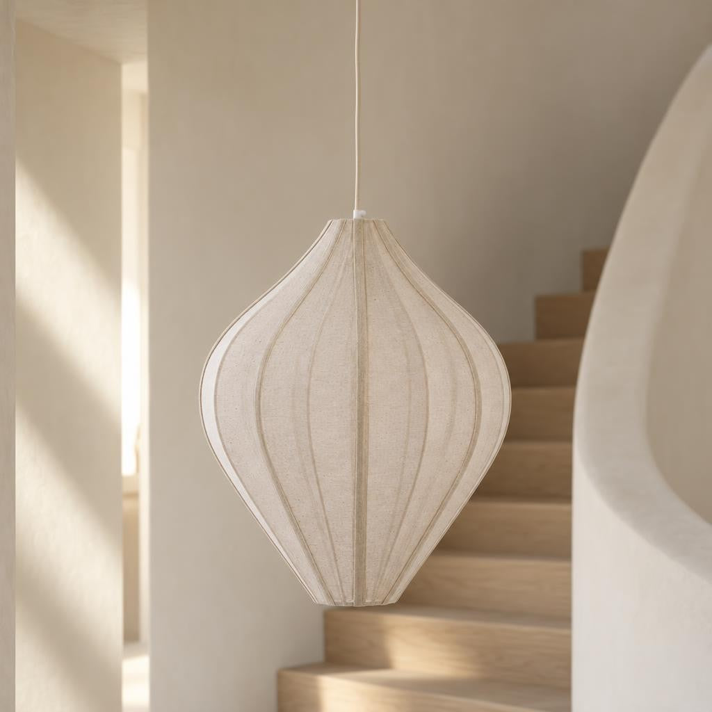 Sandfarvet tekstilpendel Light & Living Pasto – stemningsbillede