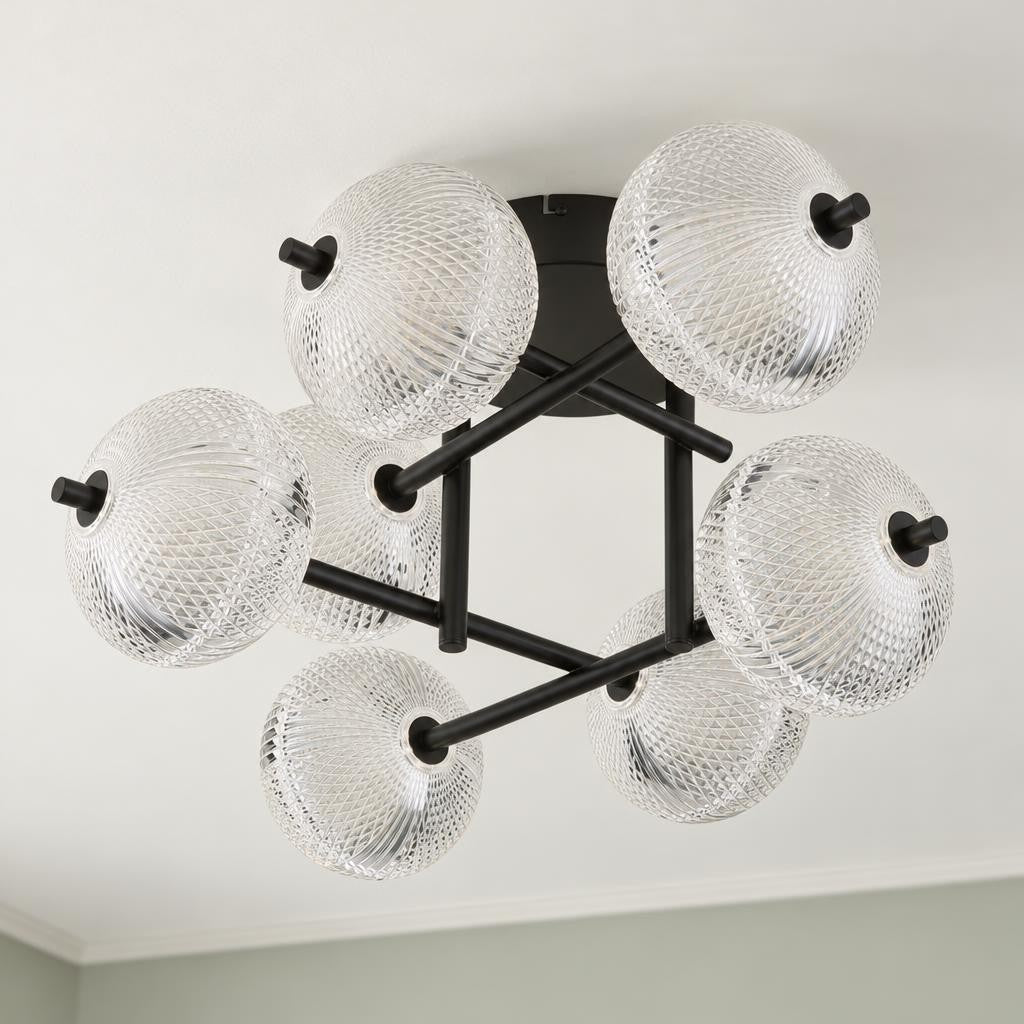 Loftslampe i sort glas – Obolg Aida – stemningsbillede