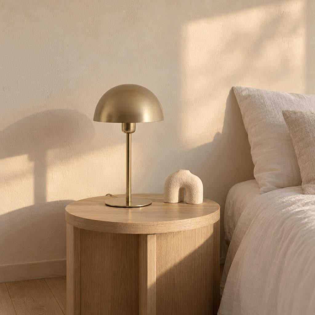 Light & Living Cedillo bordlampe i mat lysguld – stemningsbillede
