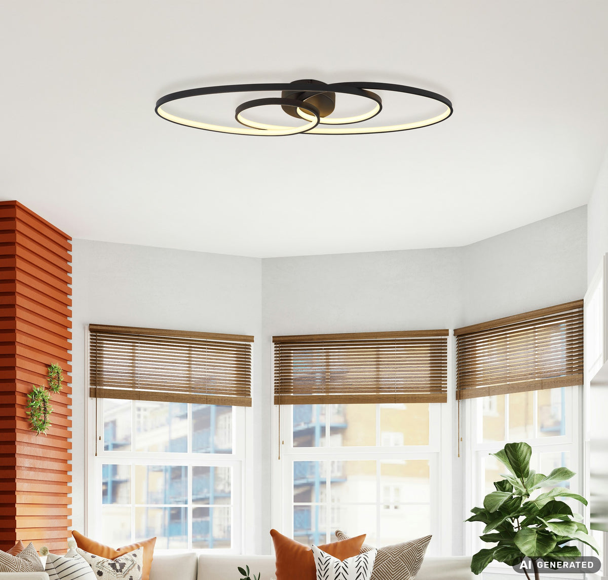 Zwarte metalen plafondlamp met ovale lichtlussen en spiraalvorm – afbeelding 5