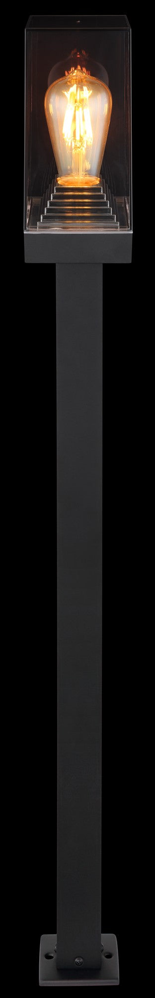 Zwarte aluminium staande buitenlamp met transparante kubuskap – afbeelding 5