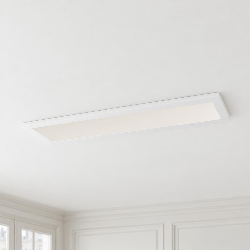 Bílé LED stropní svítidlo Obolg Rosi 40 W – fotografie v interiéru