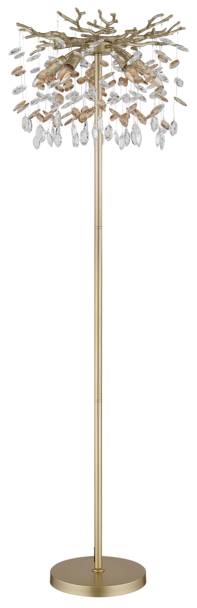 Lustre de pé moderno em cristal dourado com 5 luzes – imagem 1