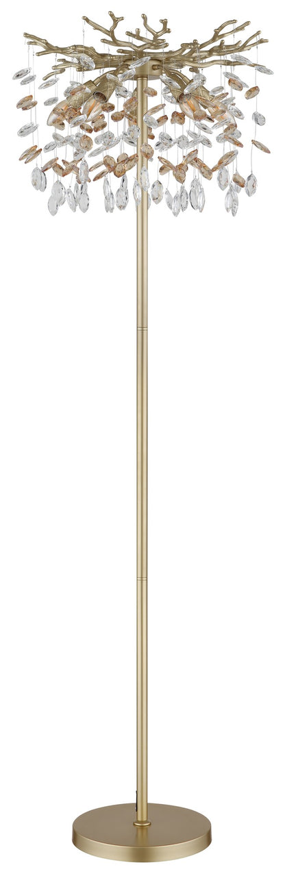 Lustre de pé moderno em cristal dourado com 5 luzes – imagem 1