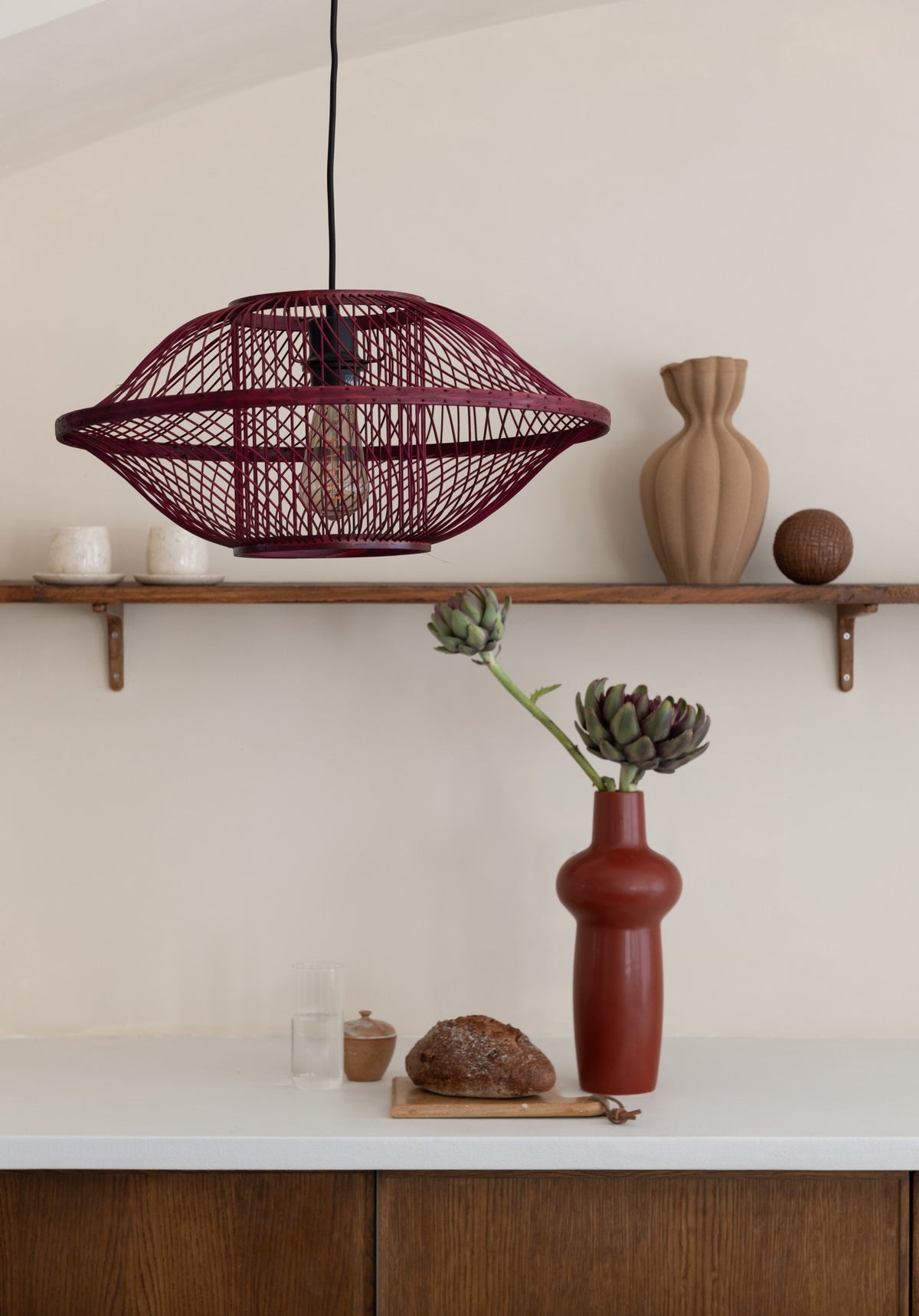 Bordeauxrode bamboe hanglamp met open vlechtwerk Ø50 cm GOOD&MOJO Maui – afbeelding 6