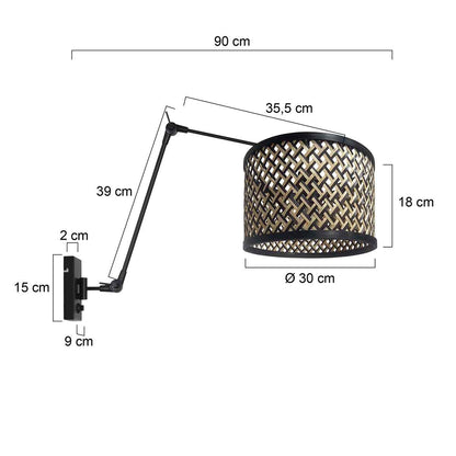 moderne-zwarte-wandlamp-met-rieten-kap-steinhauer-prestige-chic-variant-image7