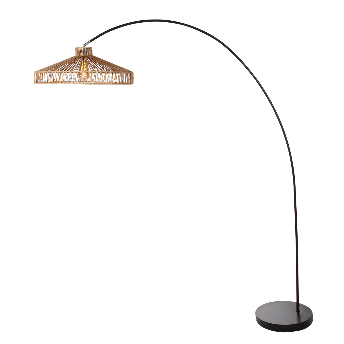 Crna lučna podna lampa s užetom Mexlite Solva – slika 1
