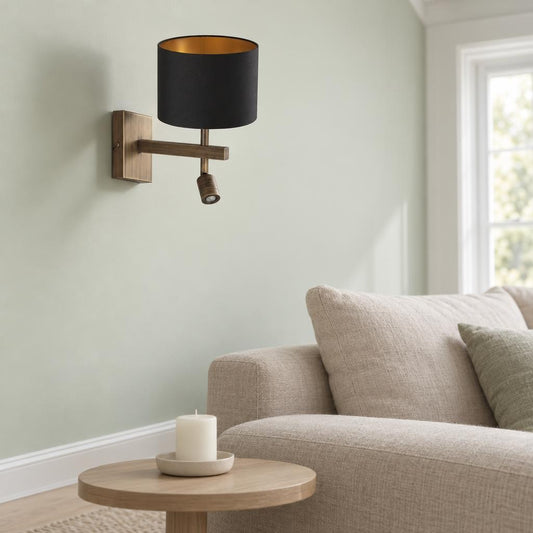 bronzen-wandlamp-met-zwart-linnen-en-gouden-binnenkant-steinhauer-stang-ai-sfeer_image