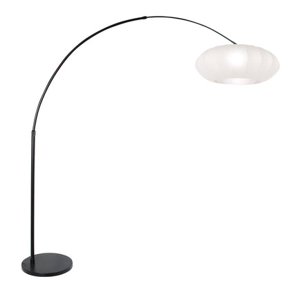 Черна аркова подова лампа с бял абажур Steinhauer Sparkled Light – изображение 1
