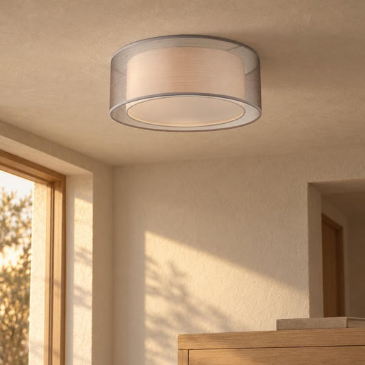 Globo Theo rund loftlampe i nikkel – klassisk design – stemningsbillede