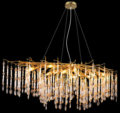 Lampadario extra large in cristallo dorato – immagine 3