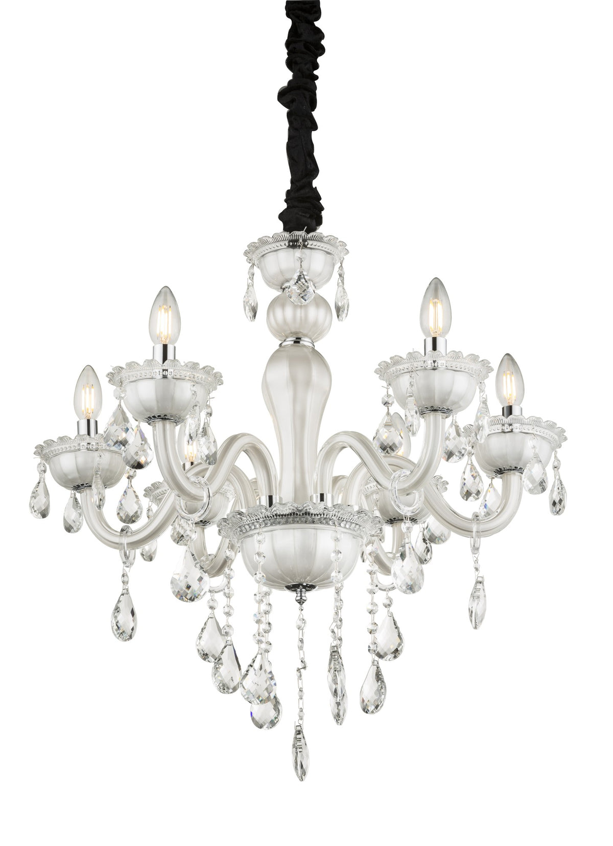 Piccola chandelier bianca in vetro – immagine 2
