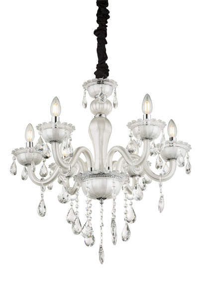 Piccola chandelier bianca in vetro – immagine 2