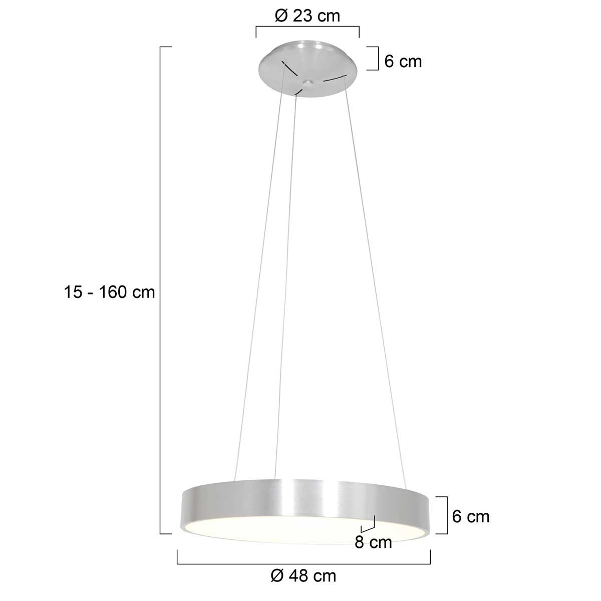 Rund LED-pendellampe fra Steinhauer Ringlede – måltegning