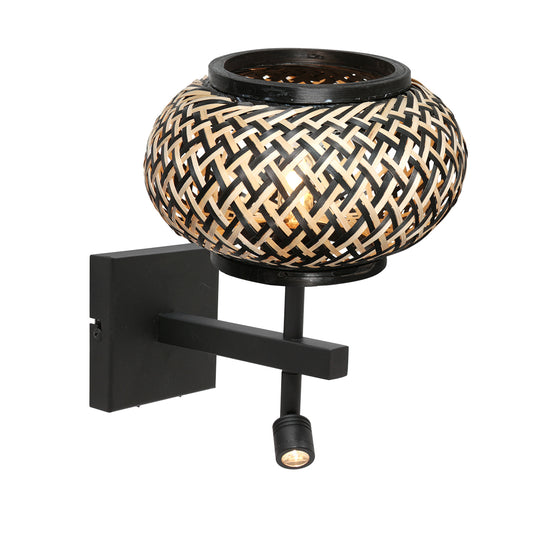 zwarte-wandlamp-met-bamboekap-en-leeslicht-steinhauer-stang-main-image