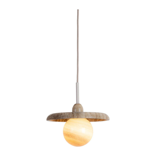 Beige travertijnen hanglamp met glazen bol It's About RoMi Tivoli
