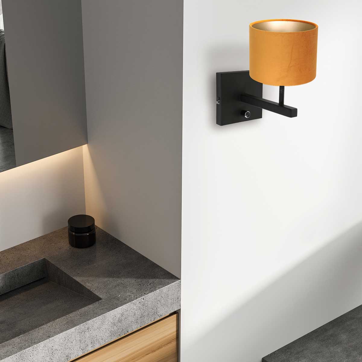 moderne-wandlamp-met-okergele-kap-steinhauer-stang-variant-image2