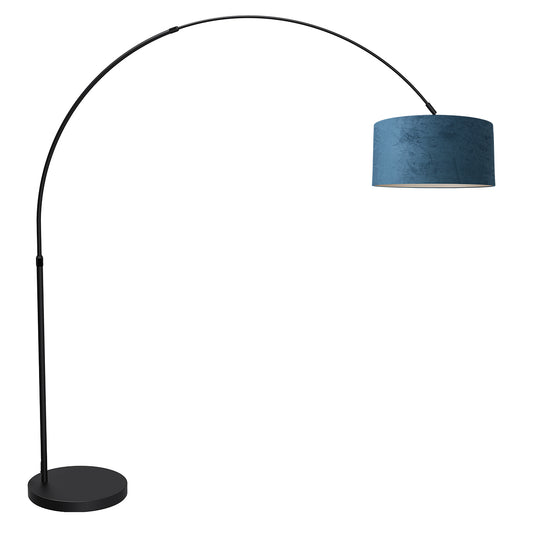 booglamp-zwart-met-blauwe-velours-kap-verstelbaar-e27-mexlite-flair-main-image