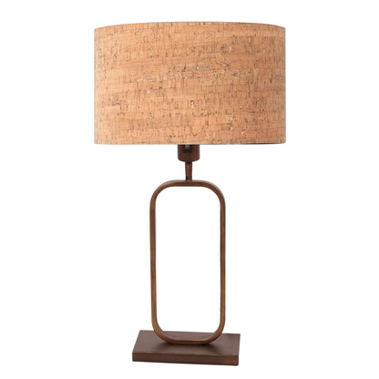 bronzen-tafellamp-met-beige-kurkstructuur-kap-steinhauer-stang-main-image