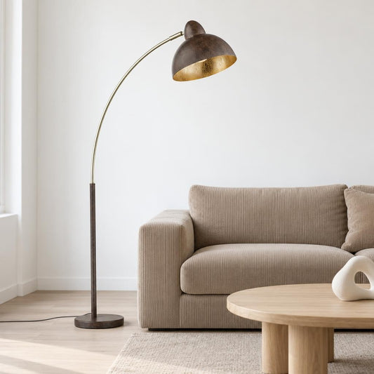 Globo Anita – brun trendig golvlampa – miljöbild