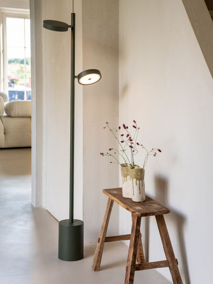Nadčasová zelená jaseňová podlahová lampa GOOD&MOJO Okinawa s dvoma svetlami – rozmerový nákres