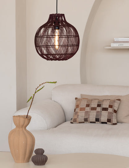 Bordeauxrode bamboe hanglamp met open vlechtwerk GOOD&MOJO MENDOZA – afbeelding 1
